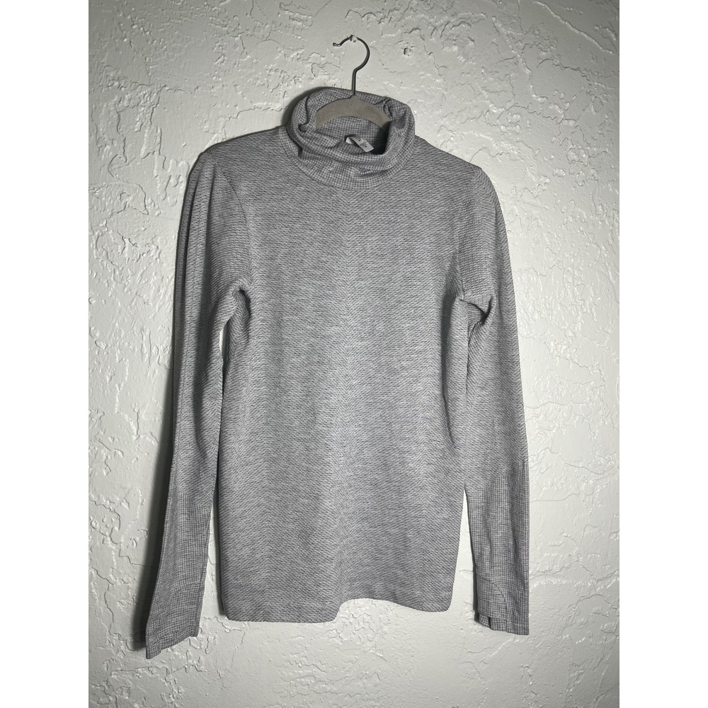 Athleta Gray Textured Funnel Neck Long Sleeve Base Layer Top Women's Medium